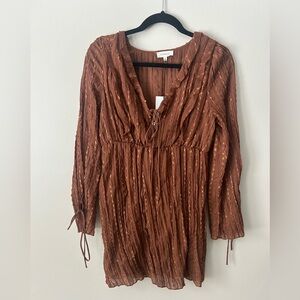 Promesa Rust Textured Long Sleeve Dress